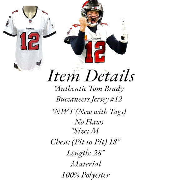 Authentic NFL TOM BRADY #12 BUCCANEERS Women's Medium Jersey - Picture 6 of 17